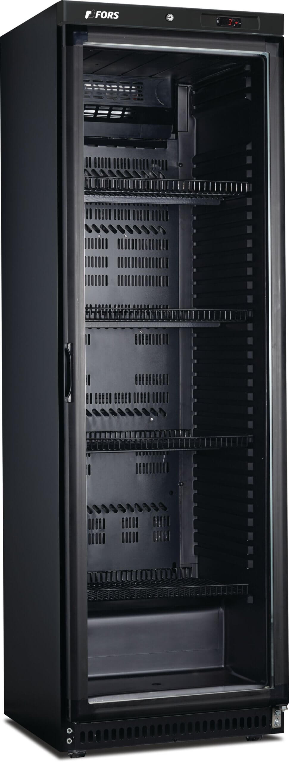 FORS Gewerbe-Kühlschrank, Glastür, schwarz CCV 400 NG