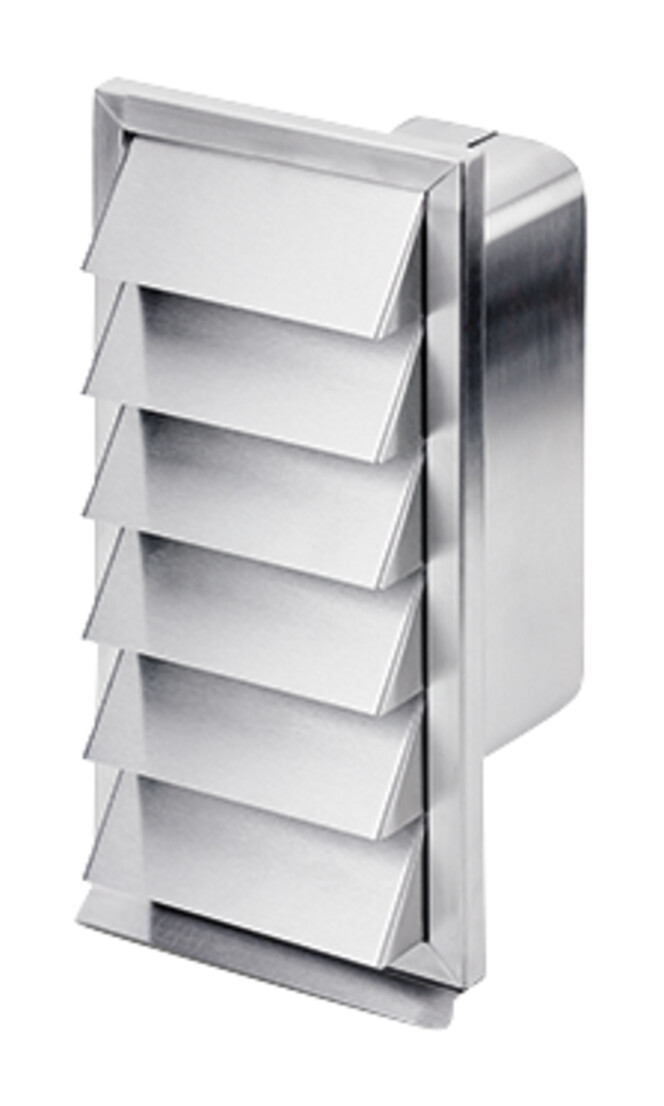 V-ZUG Wetterschutzgitter vertikal, Edelstahl mit Rückstauklappe, für Anschluss an Flachkanal B 222 x H 89 x T 120mm