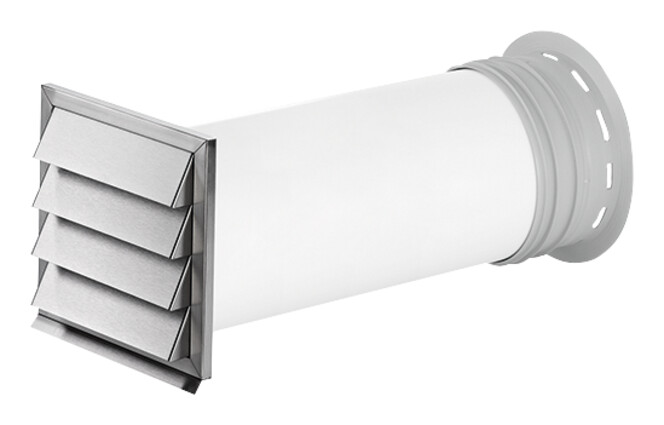 V-ZUG Prime Mauerkasten rund,  ø 150 mm, inkl. Edelstahl Wetterschutzgitter und Rückstauklappe